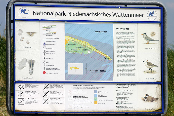 Infotafel des Nationalparks am Ostende