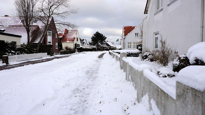Kapitän-Wittenberg-Straße im Schnee