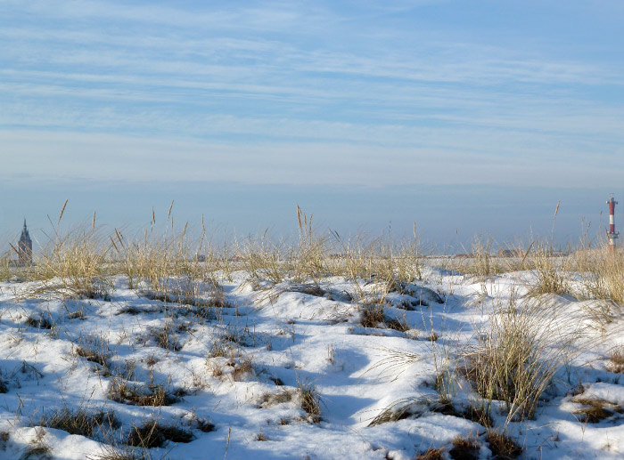 Dünendeich im Schnee