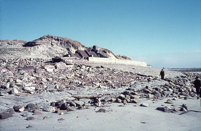 Sturmflut 1962. Zerstörte Strandmauer