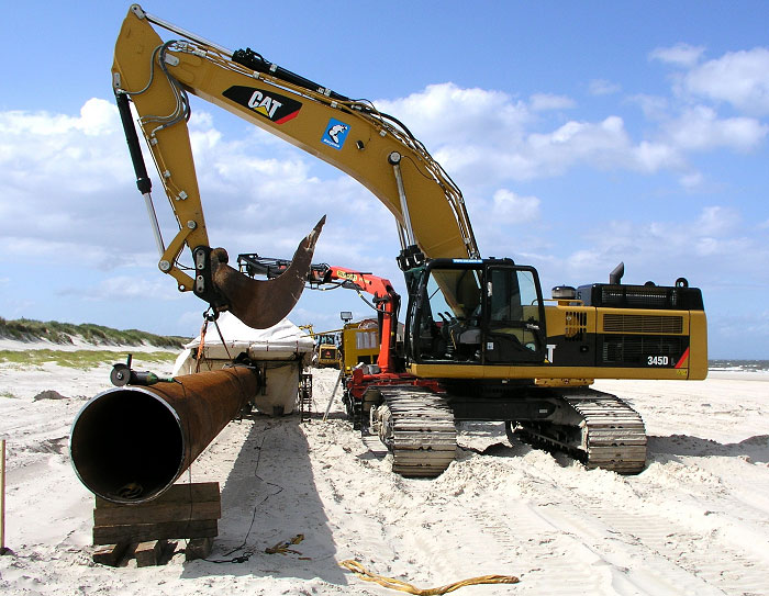 Bagger mit Spülrohr