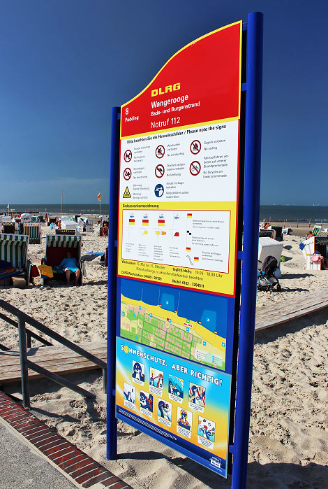 Tafel der DLRG am Hauptstrand