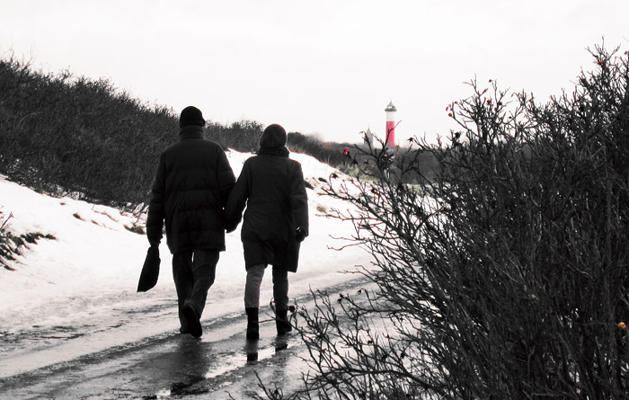 Spaziergänger im Schnee