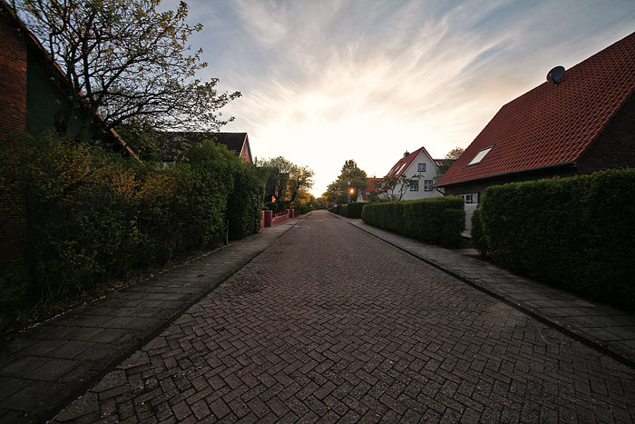 Friesenstraße in der Abenddämmerung