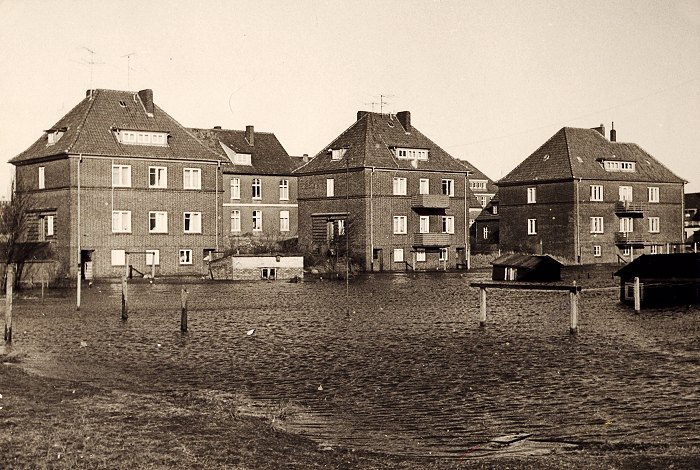 Sturmflut 1962. Häuser an der Charlottenstraße
