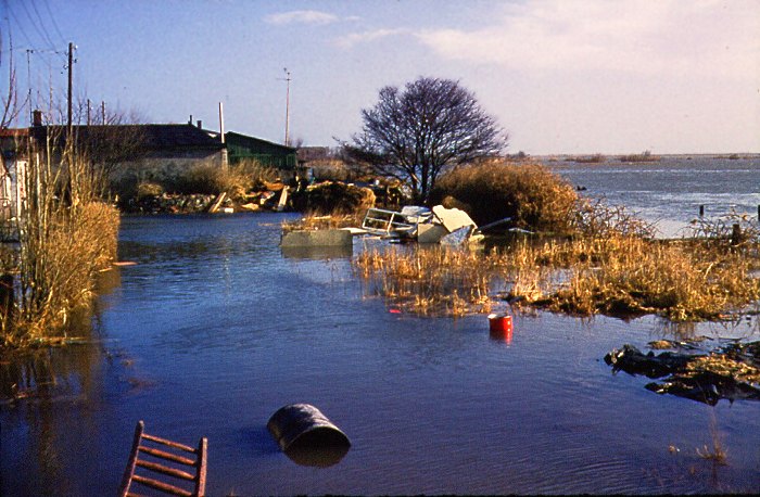 Sturmflut 1962. Blick auf den Dorfgroden