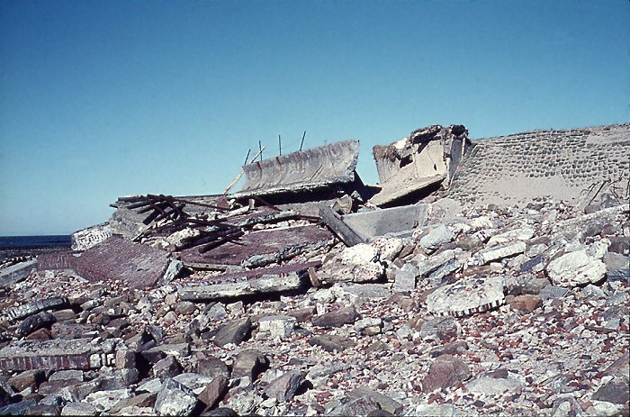 Sturmflut 1962. Zerstörte Strandmauer